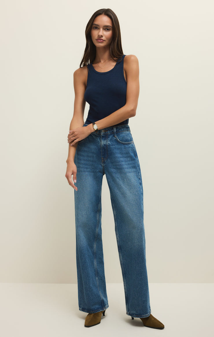 Tops Classic Slub Scoop Tank Indigo