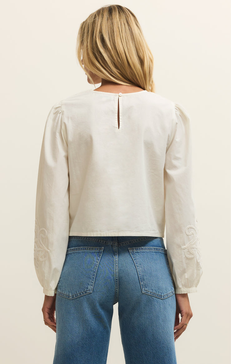 Tops Tatiana Embroidered Cropped Top White