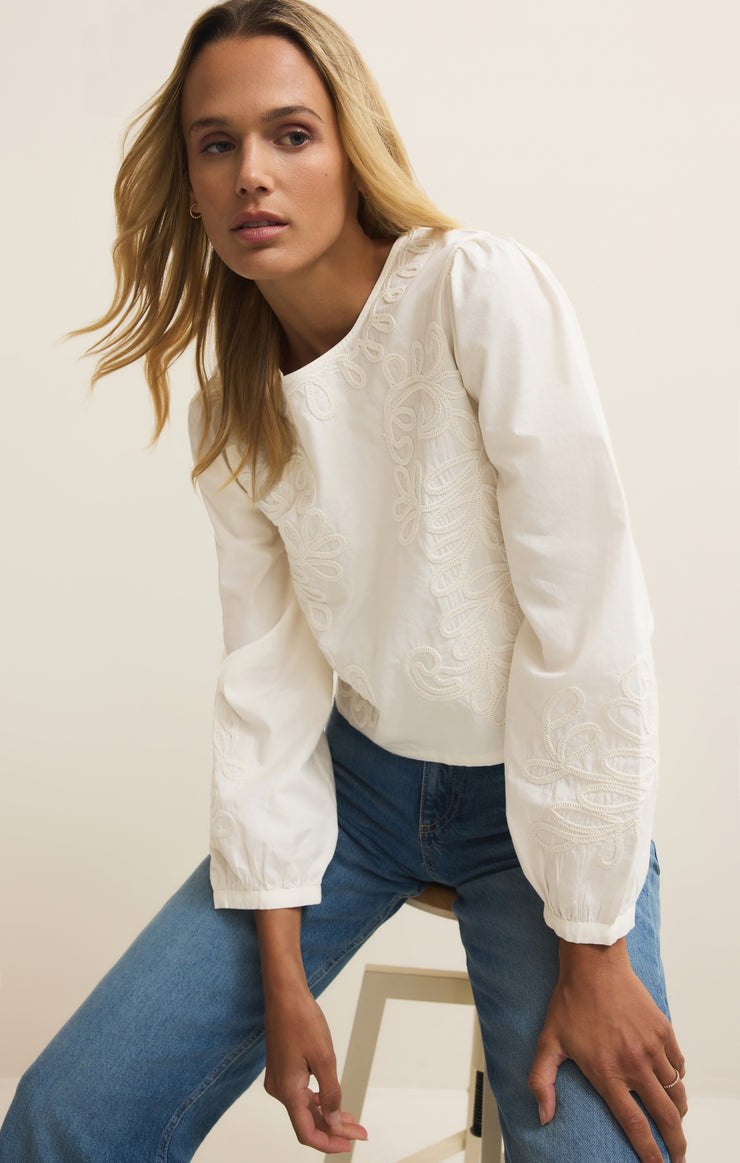 Tops Tatiana Embroidered Cropped Top White
