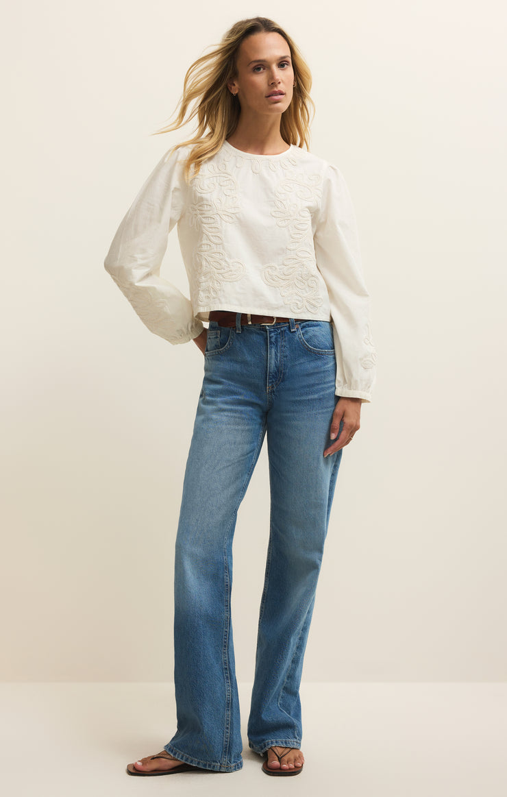 Tops Tatiana Embroidered Cropped Top White