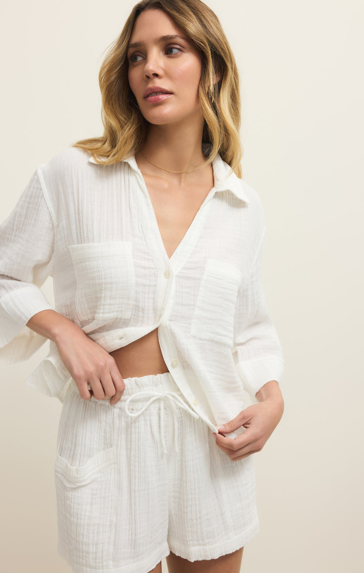 Helena Airy Gauze Button Up