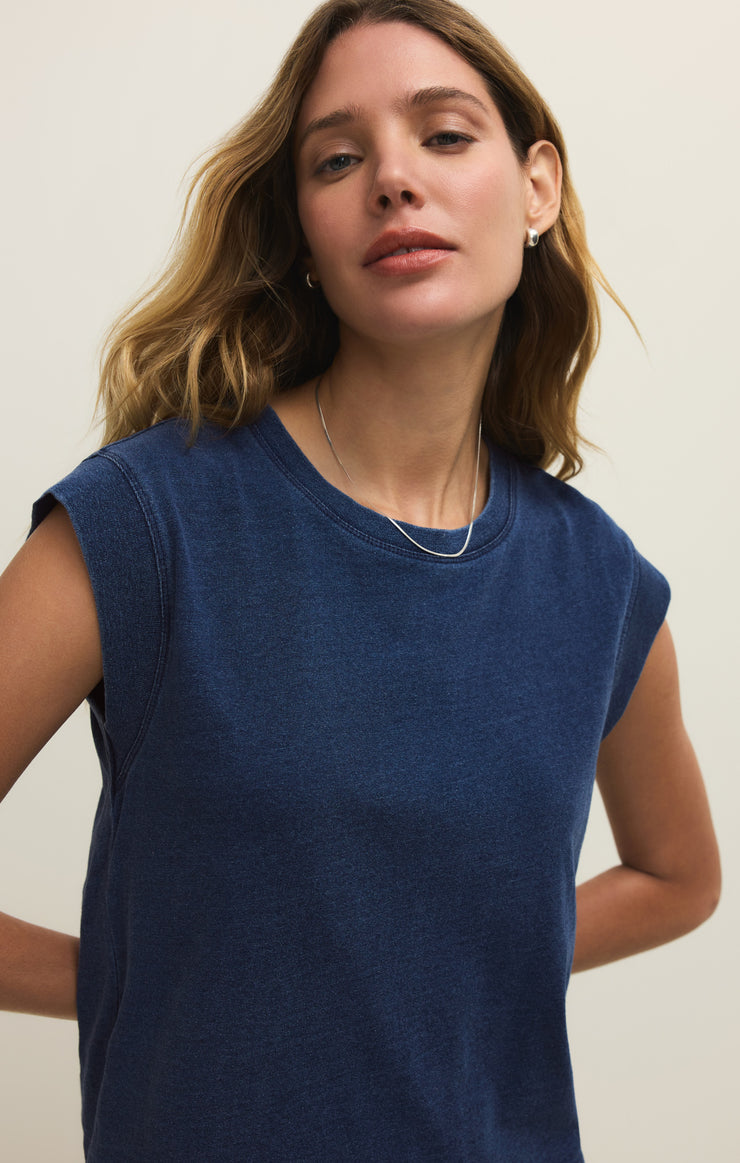 Tops Camino Cotton Jersey Denim Tee Indigo