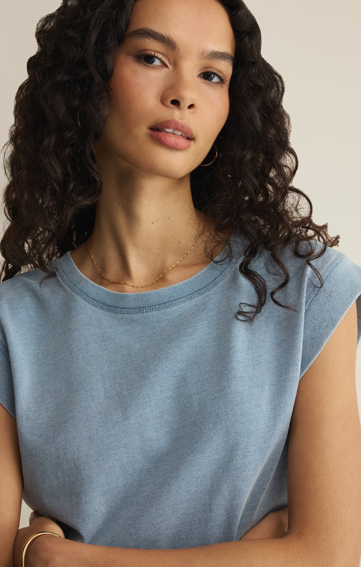 Tops Camino Cotton Jersey Denim Tee Ocean Air Indigo