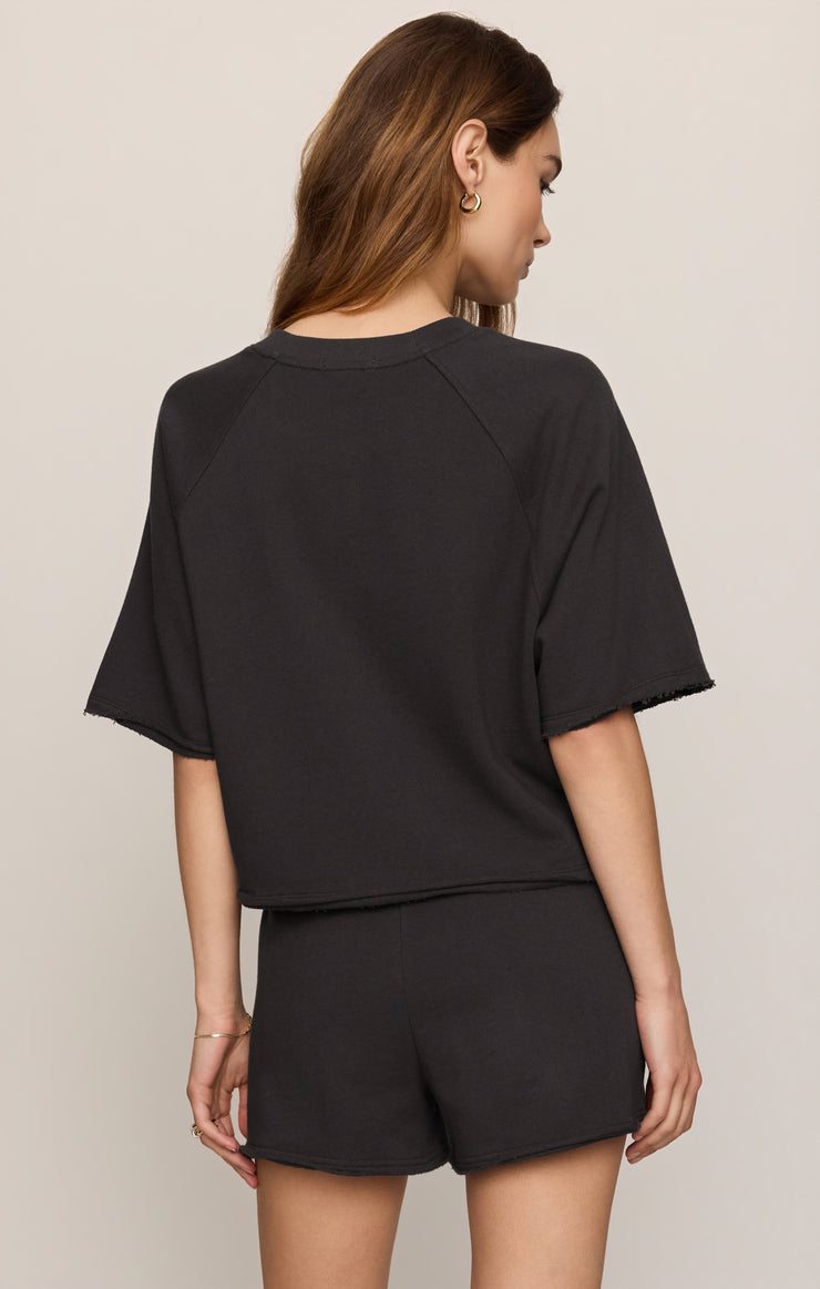 Tops Short Sleeve Raglan Sweatshirt Washed Black