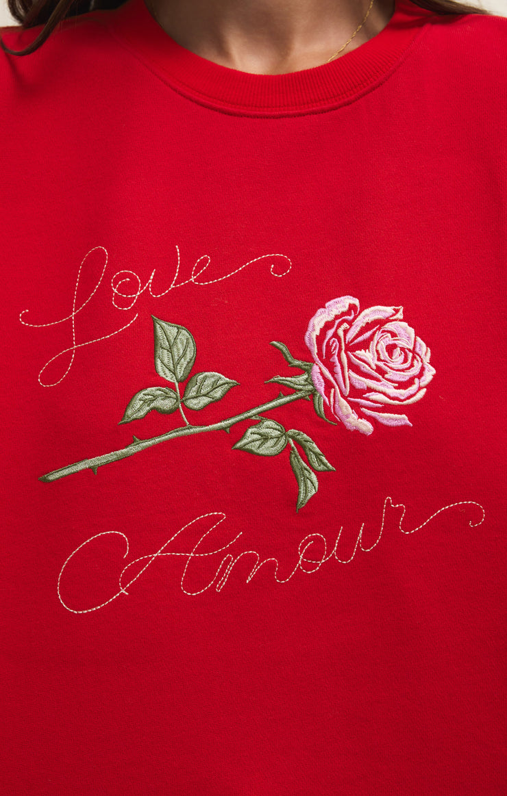 Tops First Date Fleece Sweatshirt Kiss Me Red