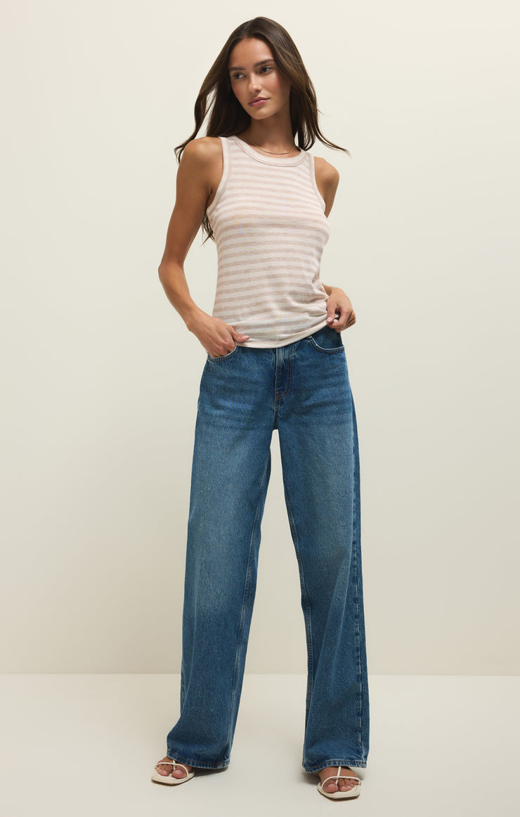 Tops Select Striped Airy Tank Natural Heather