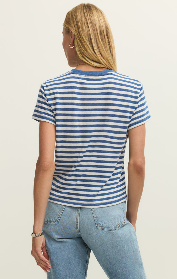 Tops Tourist Airy Striped Tee Calypso Blue Indigo