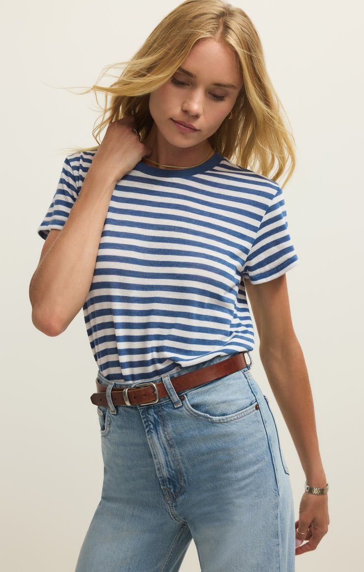 Tops Tourist Airy Striped Tee Calypso Blue Indigo