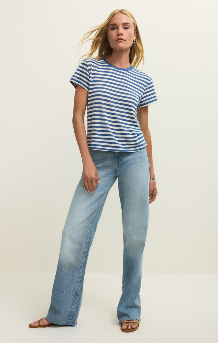 Tops Tourist Airy Striped Tee Calypso Blue Indigo
