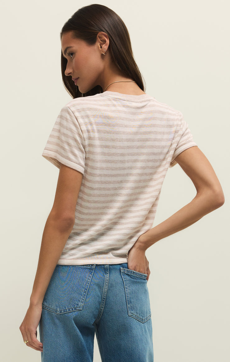 Tops Tourist Airy Striped Tee Natural Heather