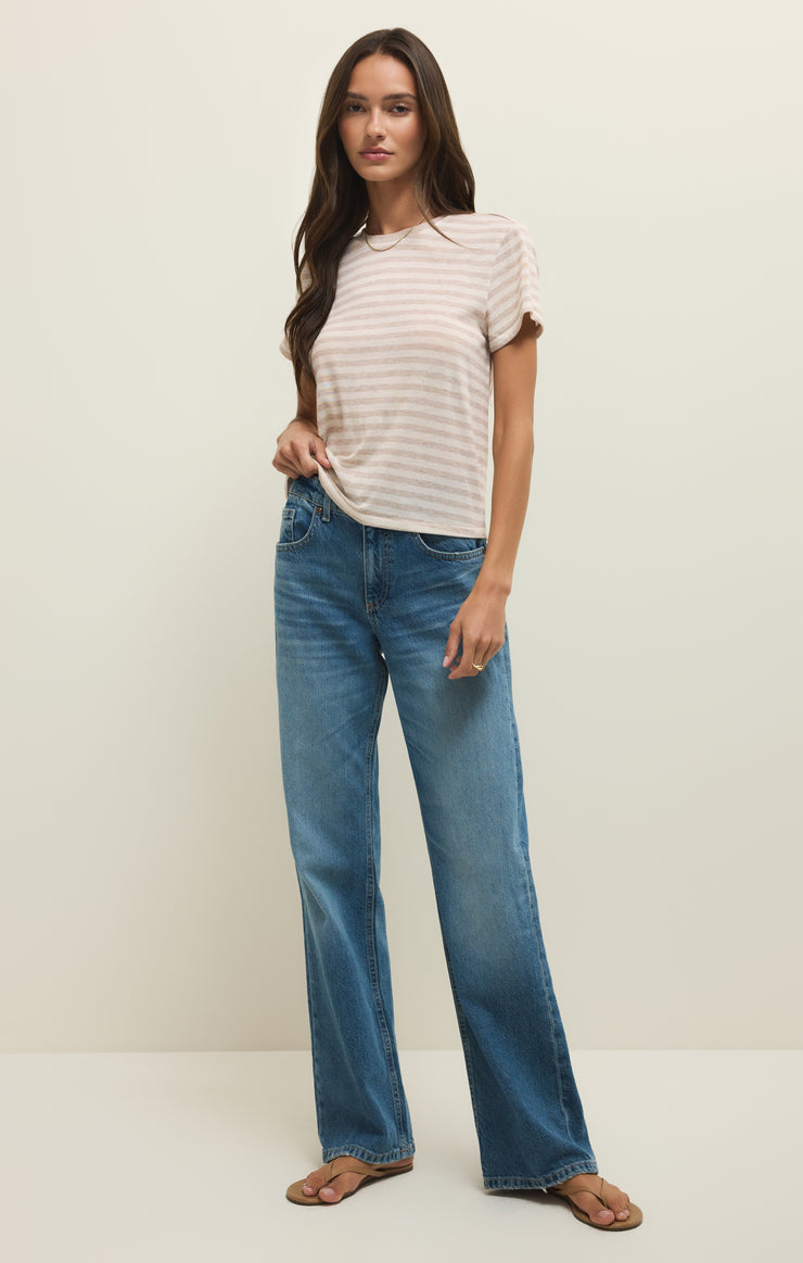 Tops Tourist Airy Striped Tee Natural Heather