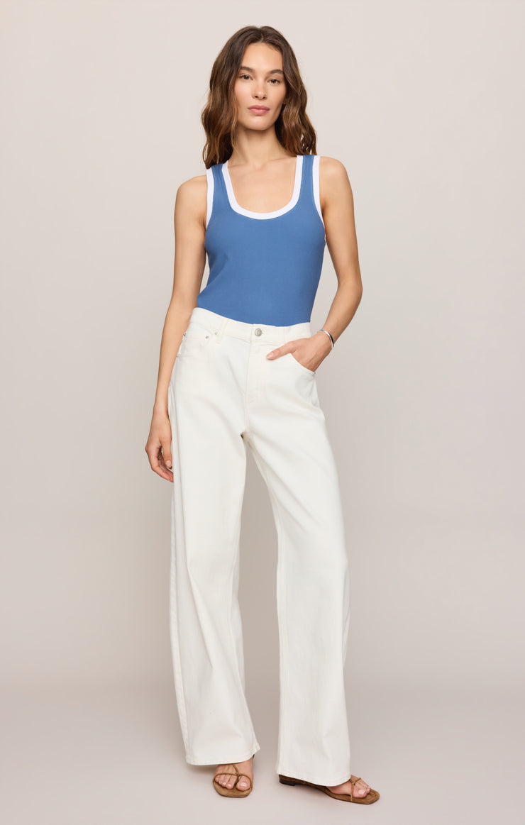 Tops Sirena Contrast Rib Tank Lake Blue