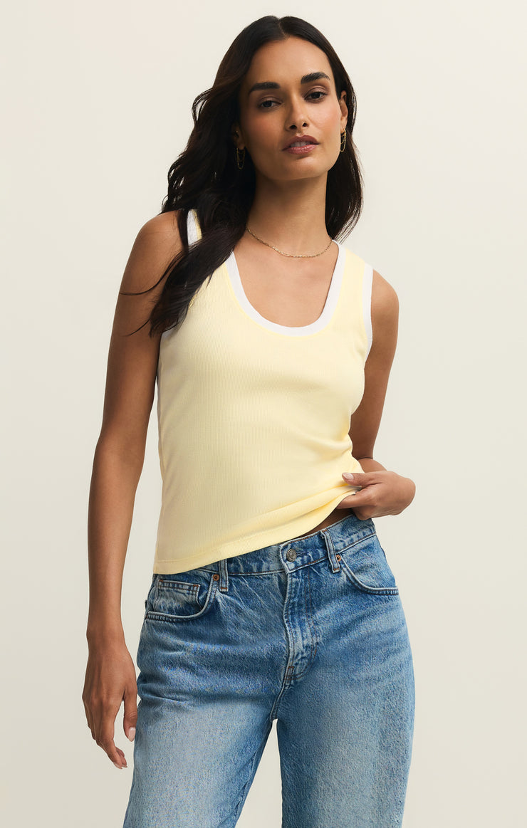 Tops Sirena Contrast Rib Tank Pineapple