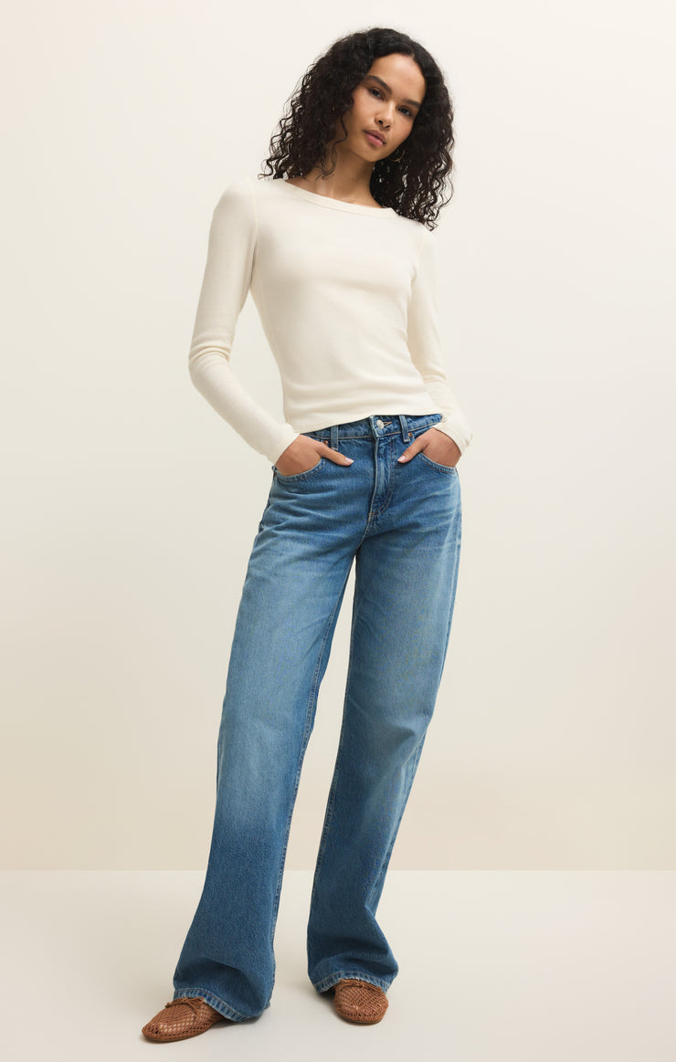 Tops Renae Slub Rib Long Sleeve Top Cloud