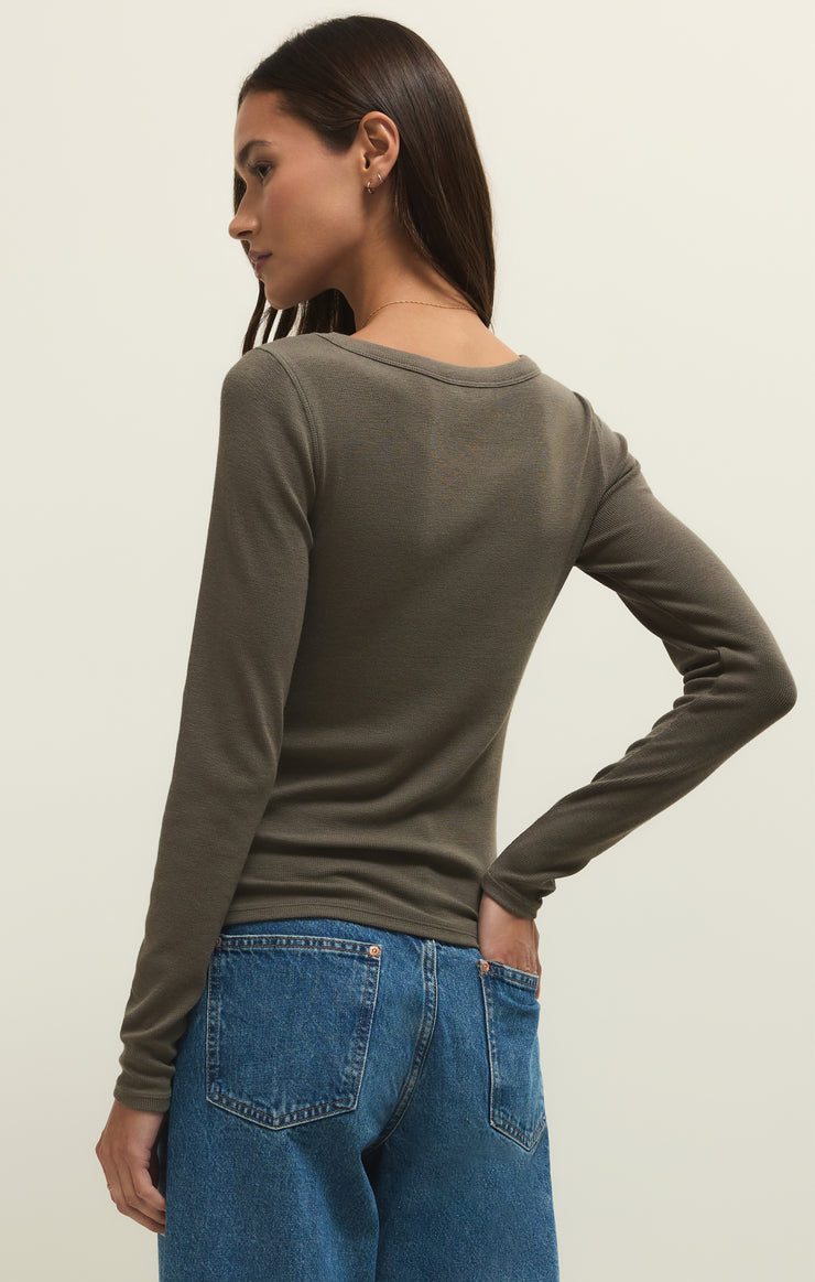 Renae Slub Rib Long Sleeve Top