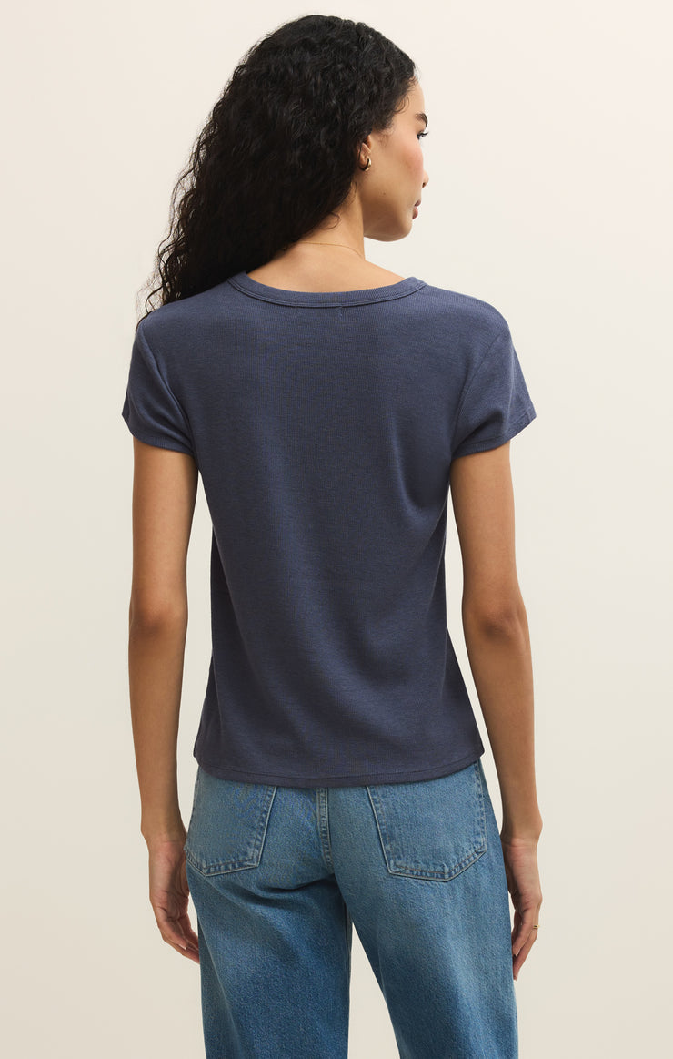 Tops Renae Rib Short Sleeve Top Indigo