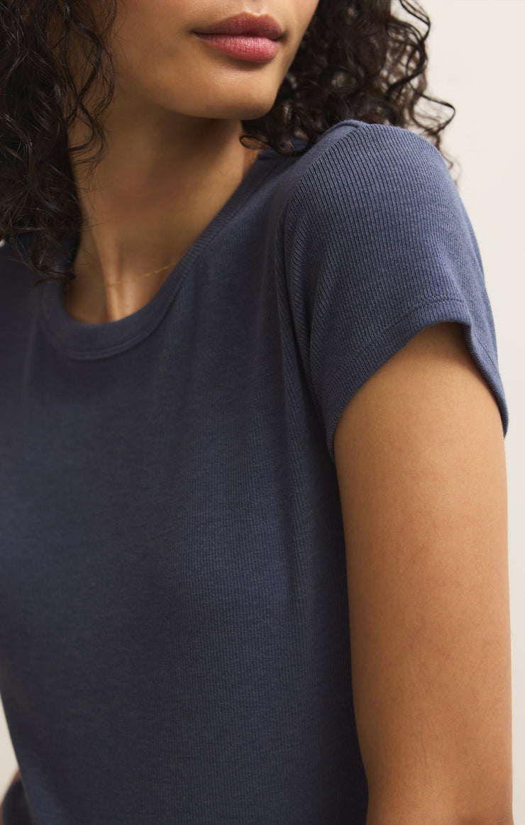 Tops Renae Rib Short Sleeve Top Indigo
