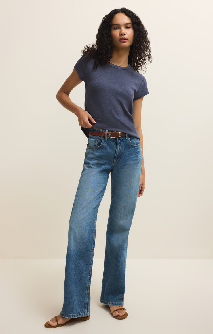 Tops Renae Rib Short Sleeve Top Indigo