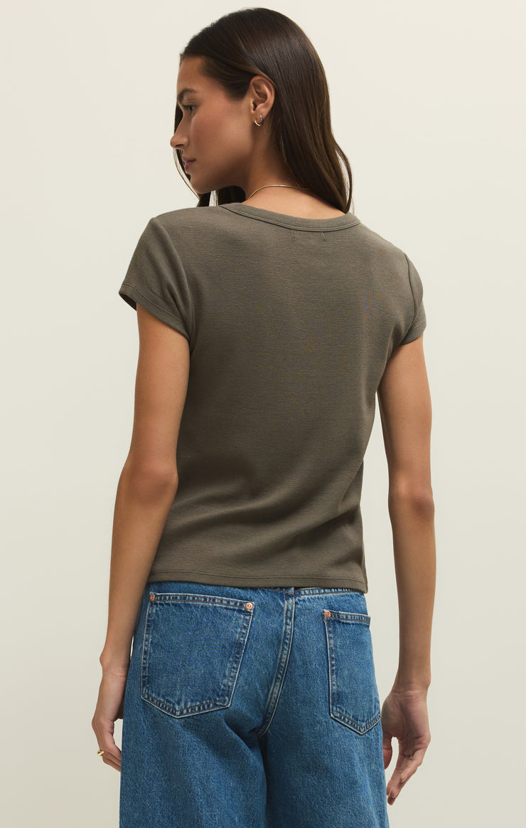 Tops Renae Rib Short Sleeve Top Khaki Green
