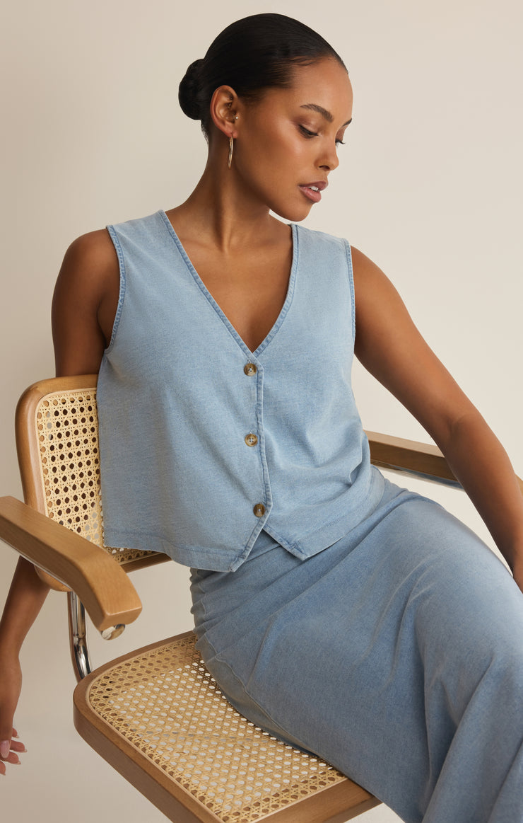 Noelle Jersey Denim Sleeveless Tank