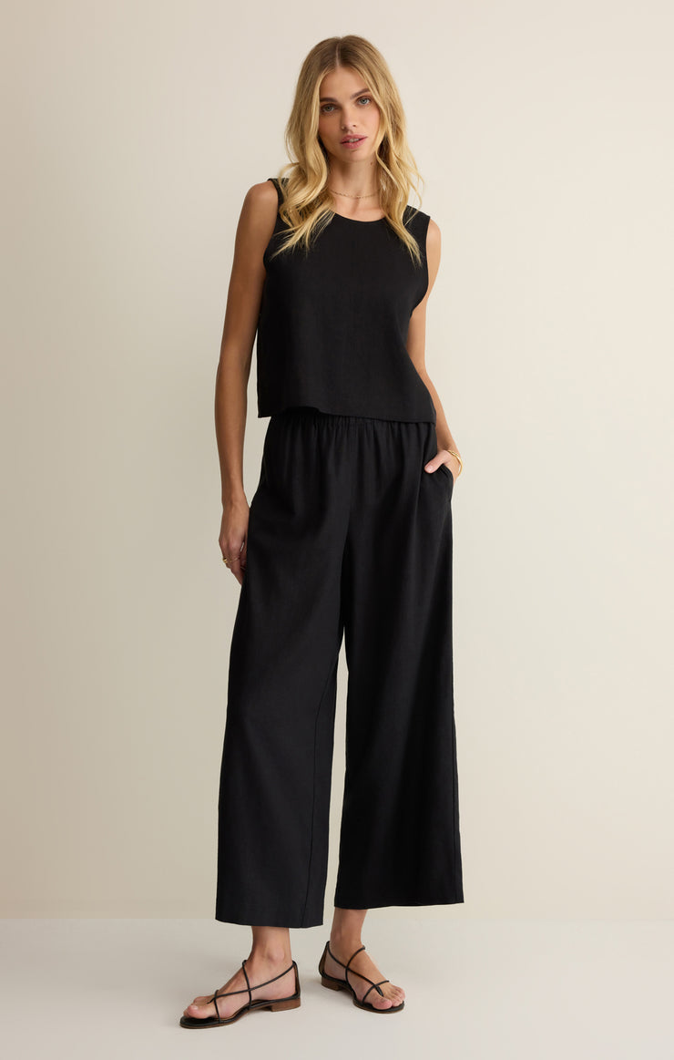 Tops Sloane Linen Cropped Tank Black