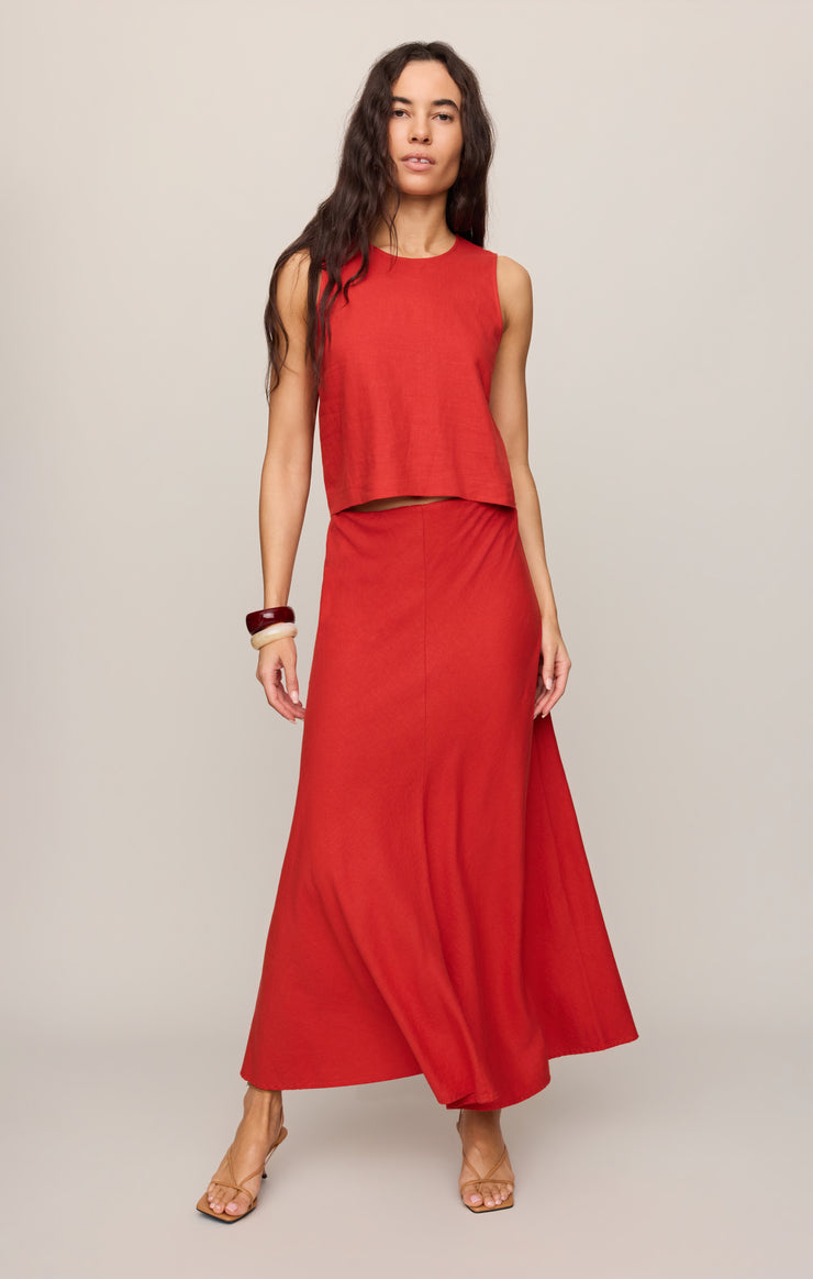 Tops Sloane Linen Cropped Tank Chili Pepper