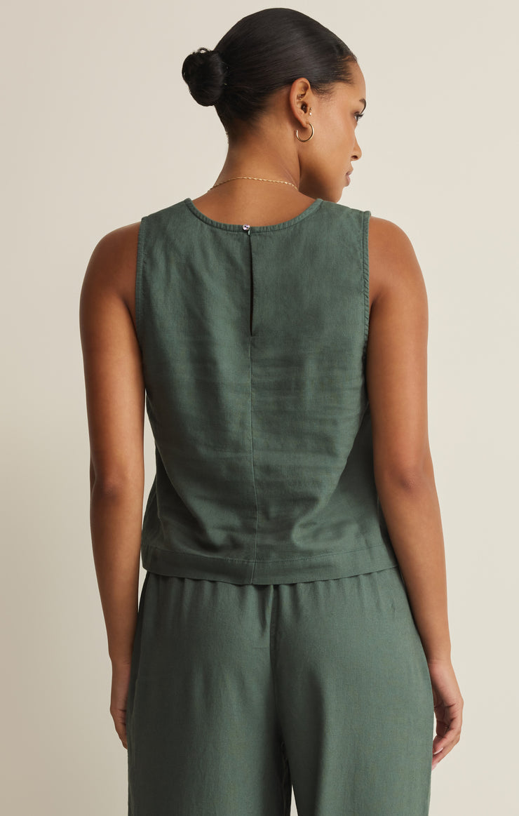 Tops Sloane Linen Cropped Tank Everglade