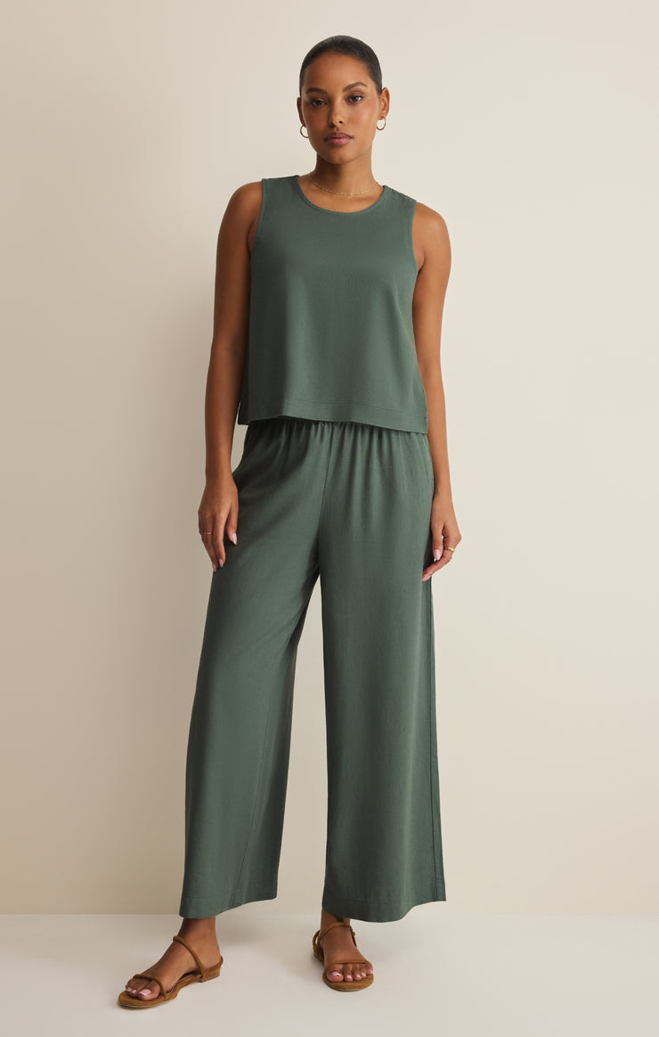 Tops Sloane Linen Cropped Tank Everglade