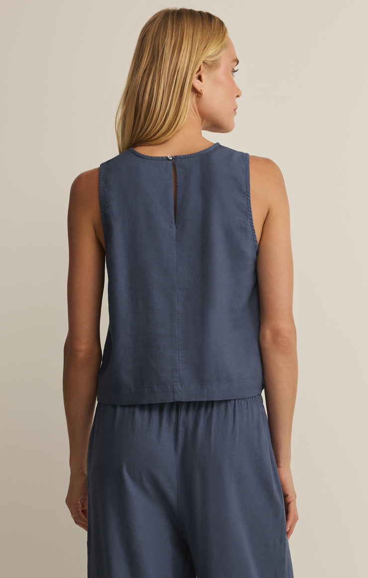 Tops Sloane Linen Cropped Tank Vintage Indigo