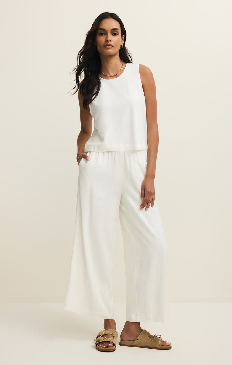 Tops Sloane Linen Cropped Tank White
