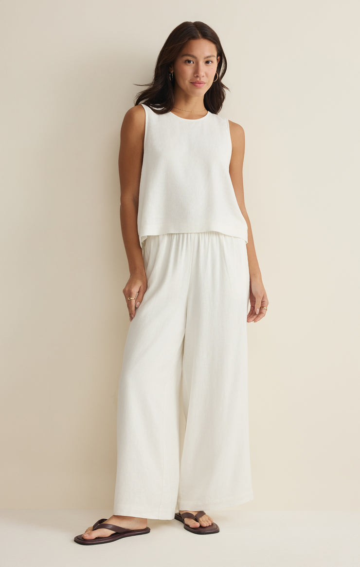 Tops Sloane Linen Cropped Tank White