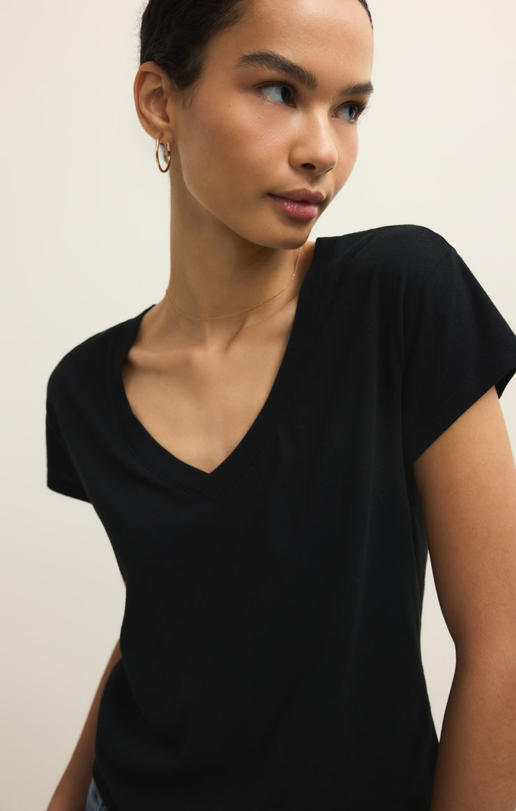 Tops Modern Jersey V-Neck Tee Black