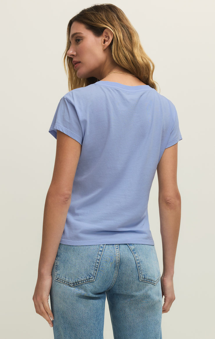 Tops Modern Jersey V-Neck Tee Blue Light