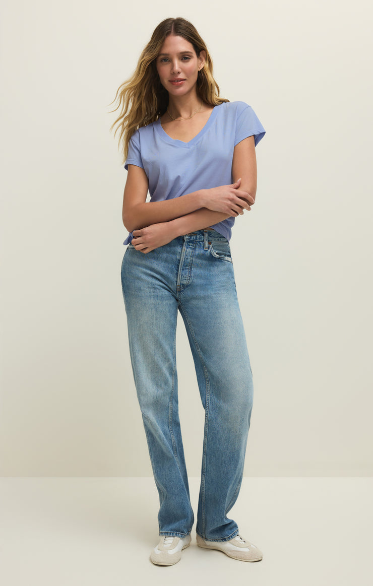 Tops Modern Jersey V-Neck Tee Blue Light
