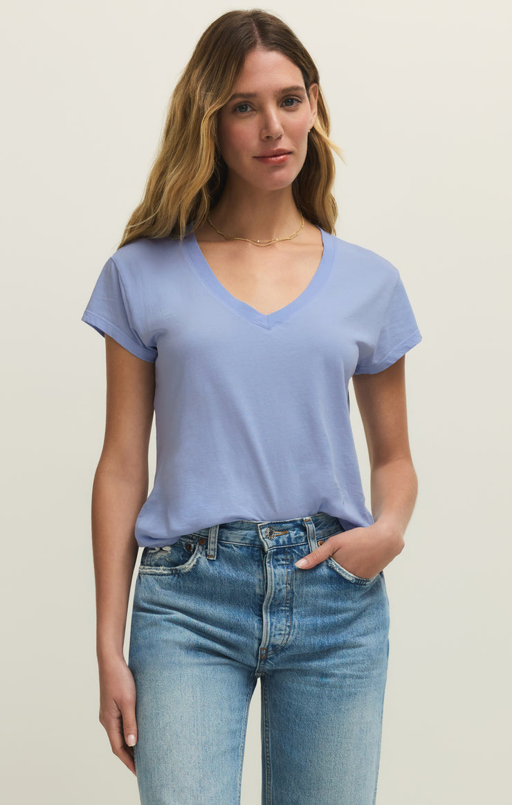 Tops Modern Jersey V-Neck Tee Blue Light