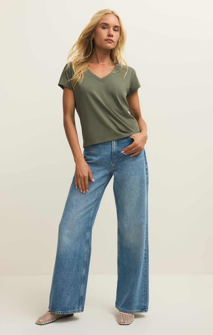 Tops Modern Jersey V-Neck Tee Tea Leaf