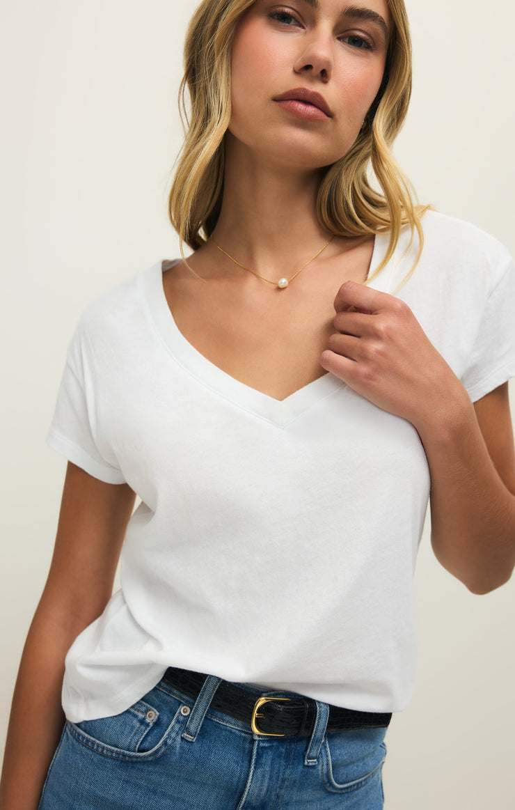 Tops Modern Jersey V-Neck Tee White