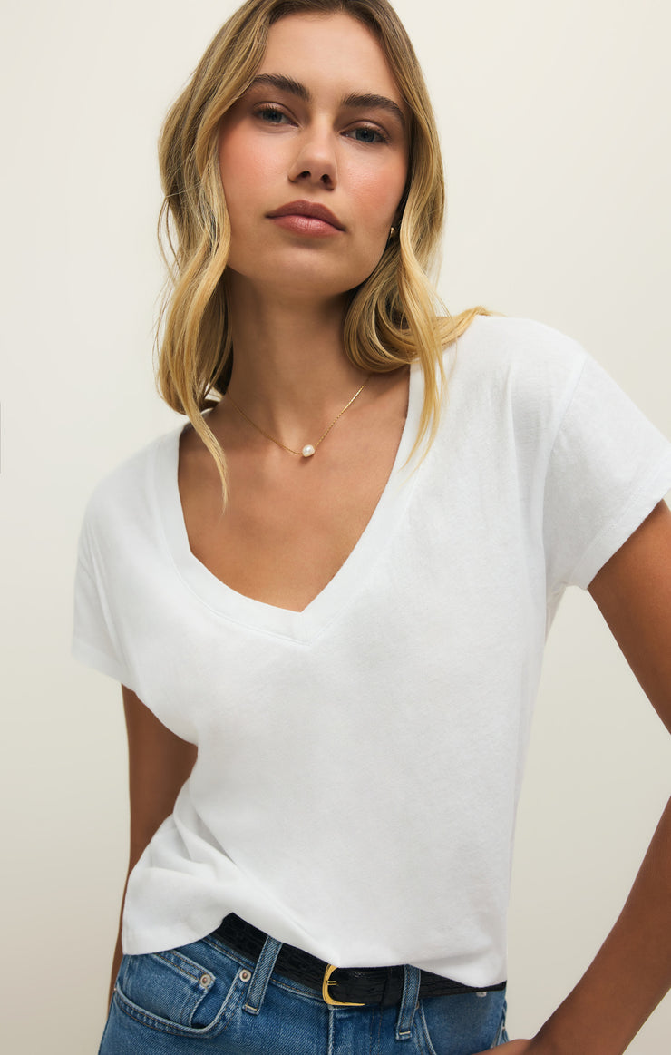 Tops Modern Jersey V-Neck Tee White
