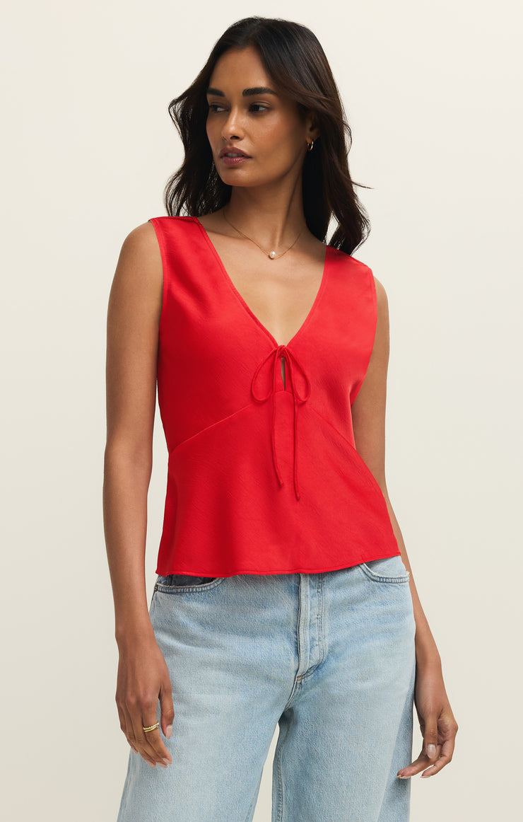 Tops Luana Luxe Satin Top Kiss Me Red