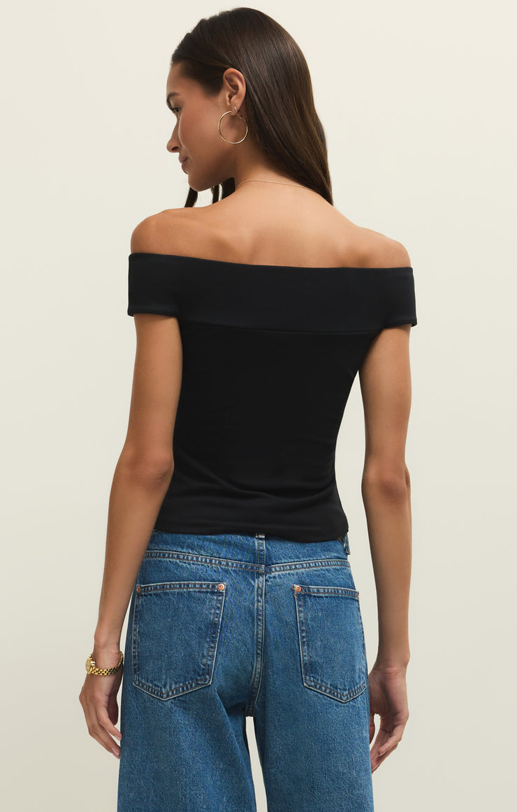 Tops Second Skin Off Shoulder Top Black