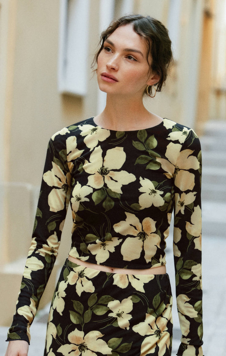Top Manches Longues TEN 6 TEN - Motif Floral Vert - Taille L - Neuf Sans étiquettes - Fabriqué Aux USA