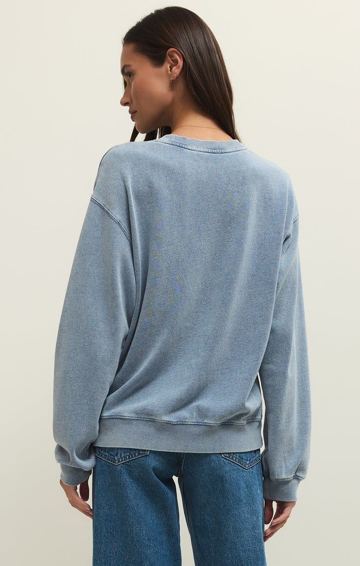 Tops Boyfriend Knit Denim Sweatshirt Boyfriend Knit Denim Sweatshirt