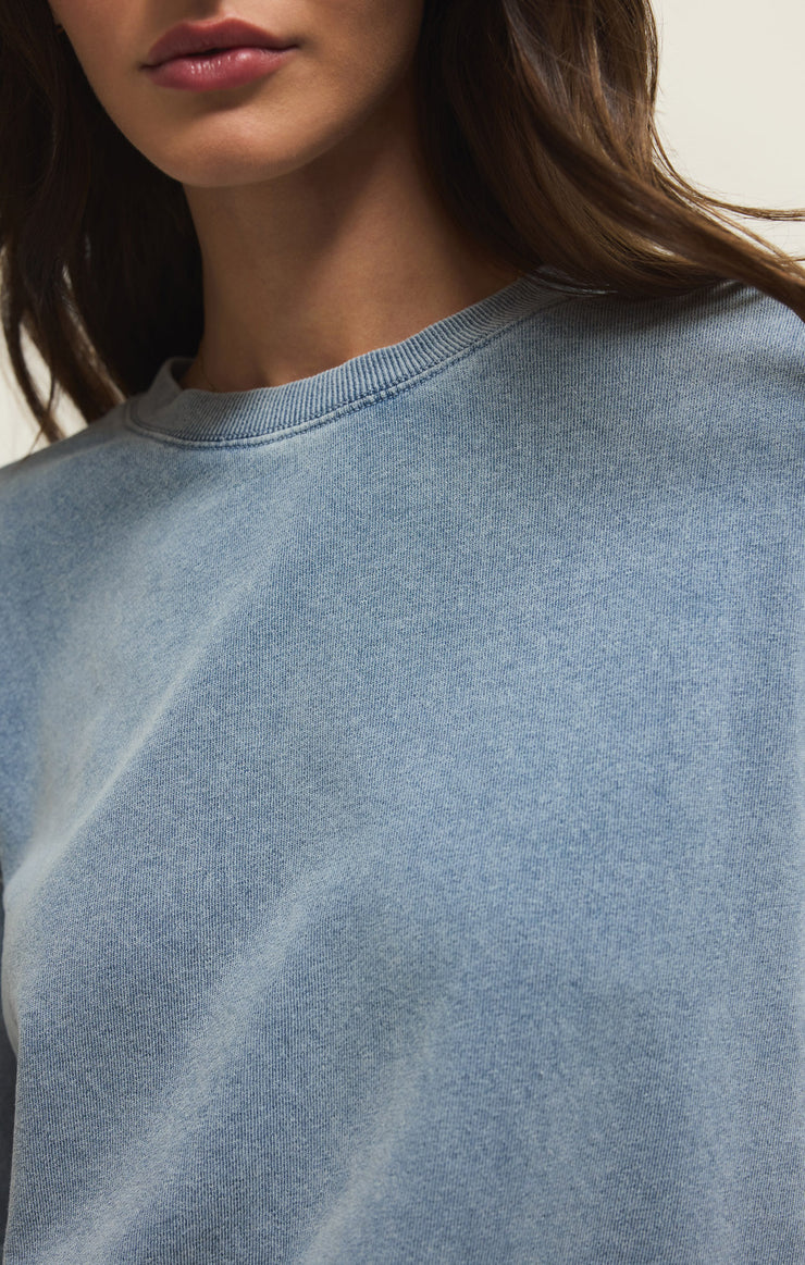 Tops Boyfriend Knit Denim Sweatshirt Boyfriend Knit Denim Sweatshirt