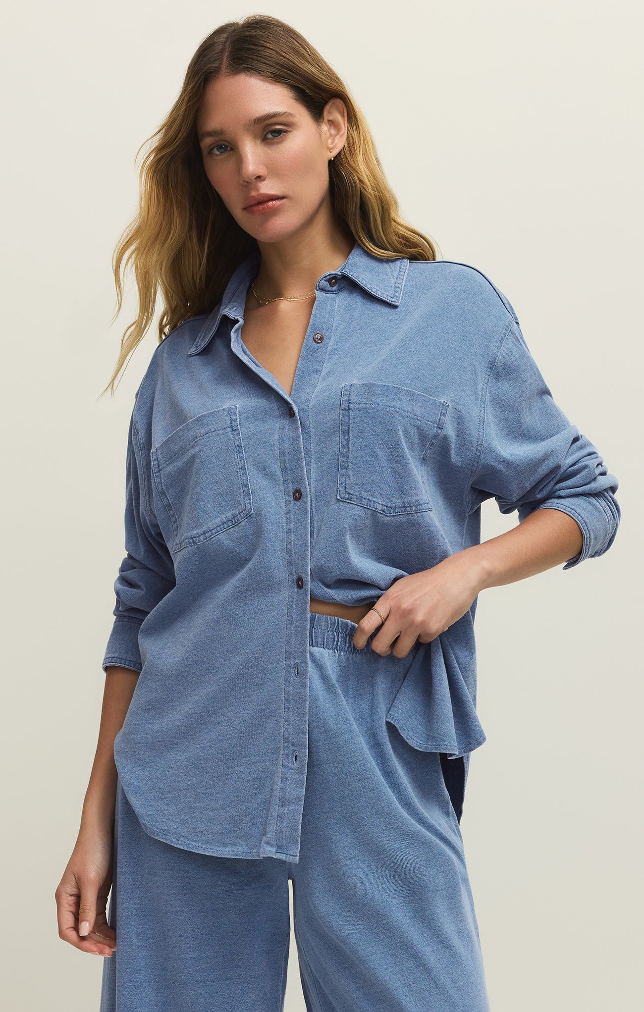 Reese Jersey Denim Button Up – Z SUPPLY