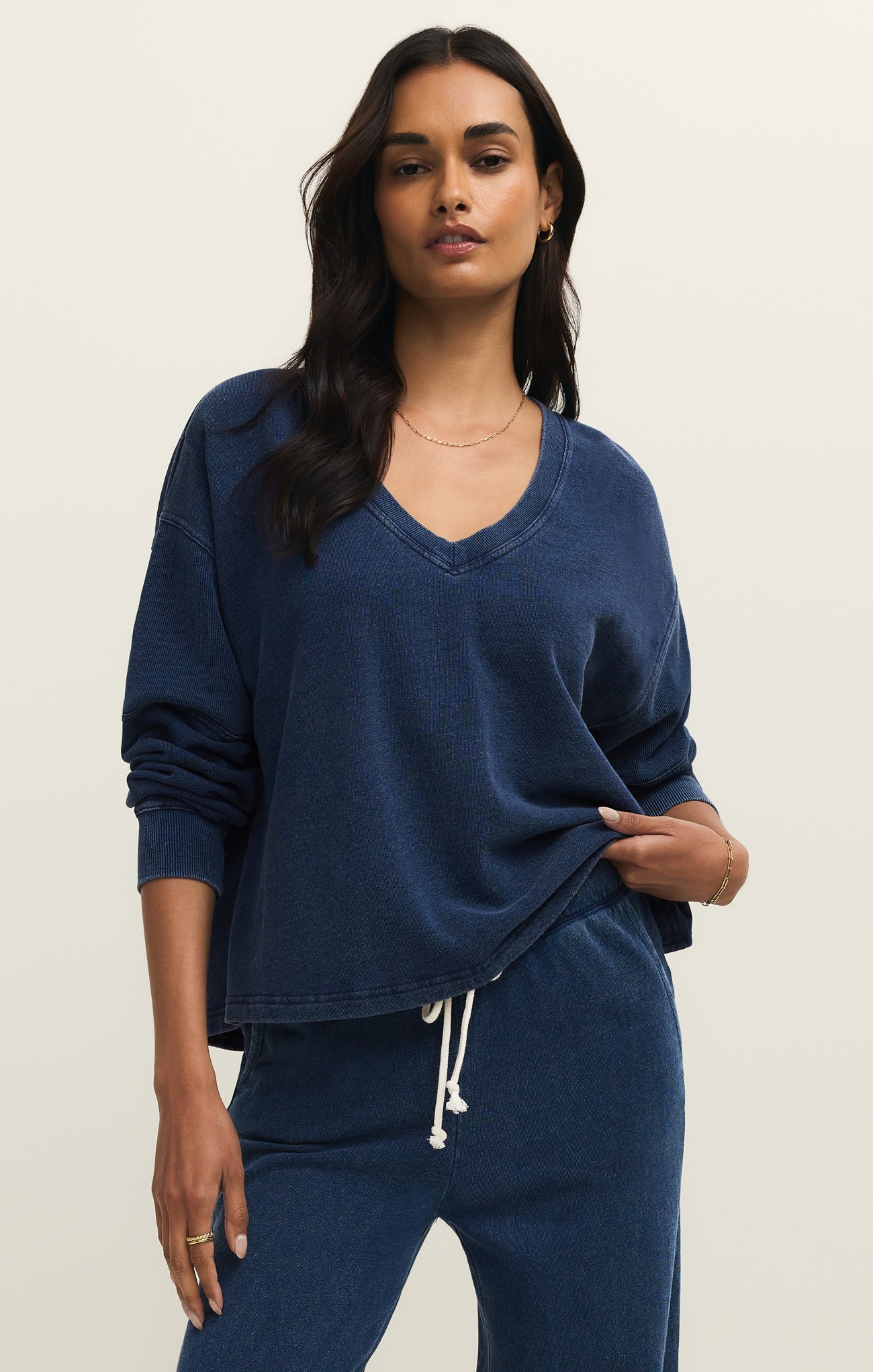 Delphine Knit Denim V-Neck Sweatshirt – Z SUPPLY