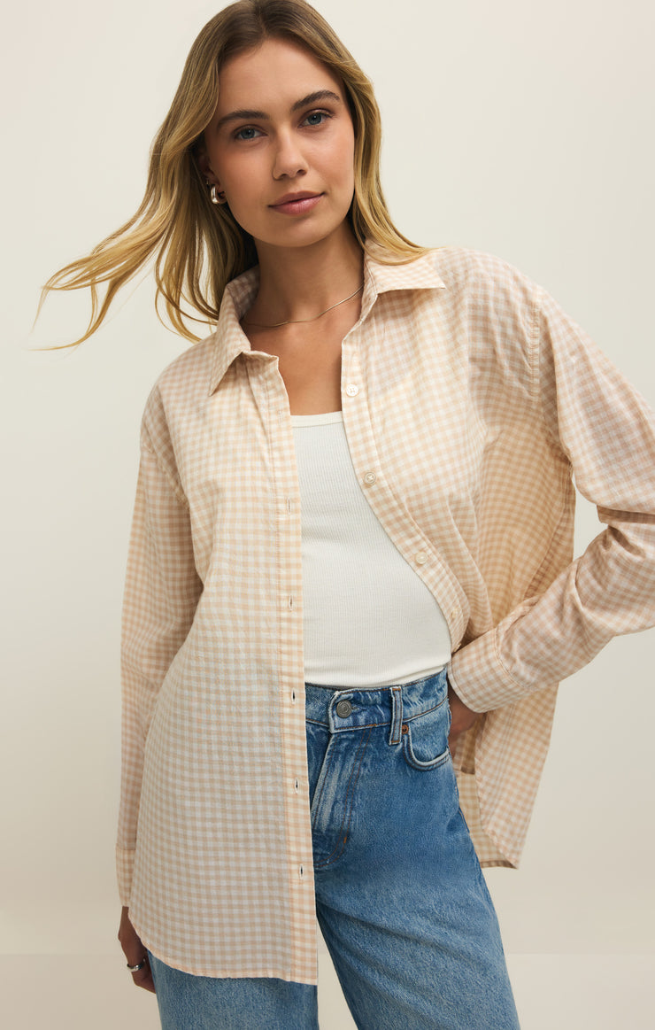 Tops Seaport Gingham Button Up Parchment