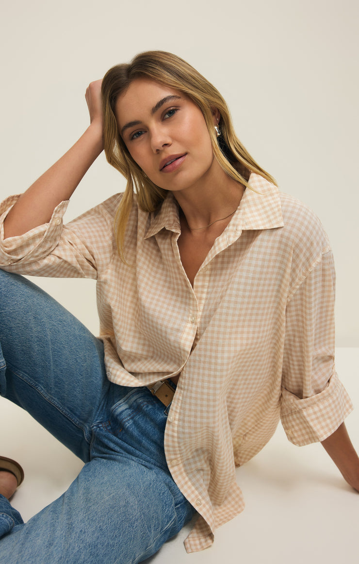 Tops Seaport Gingham Button Up Parchment