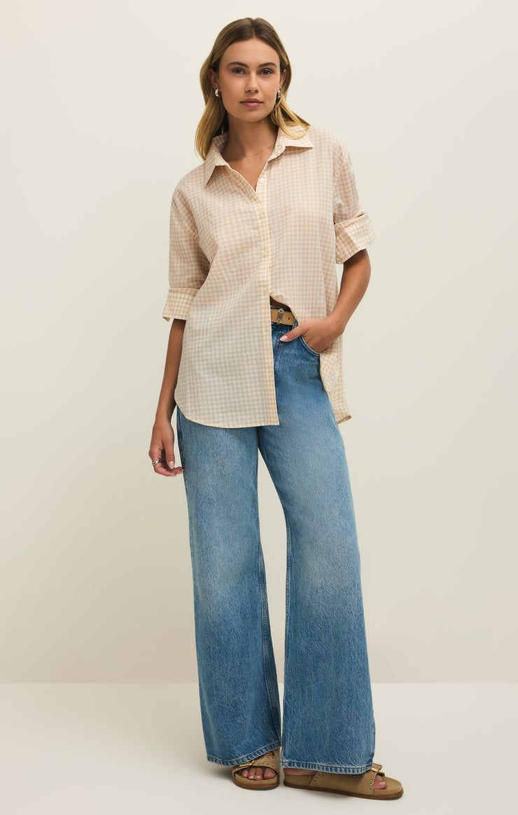 Tops Seaport Gingham Button Up Parchment