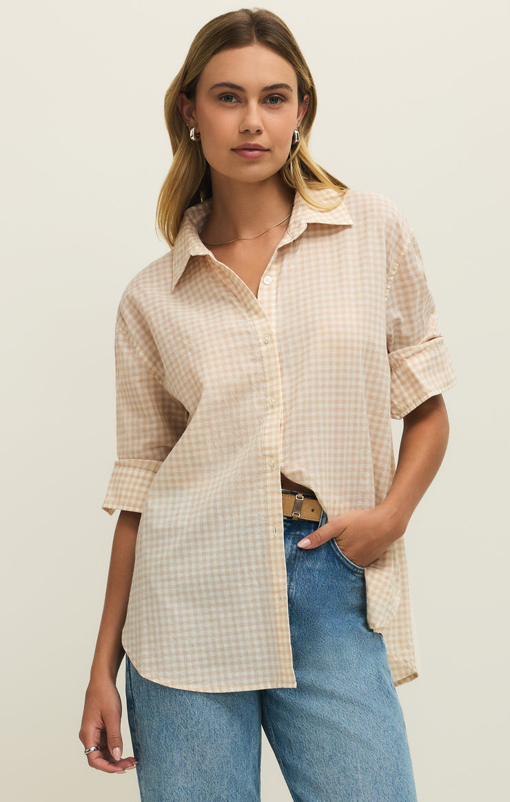 Tops Seaport Gingham Button Up Parchment