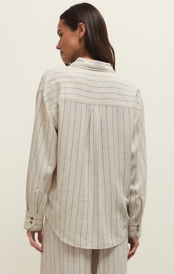Tops Alfie Striped Linen Button Up Linen